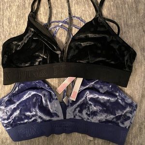 Pink velvet bras